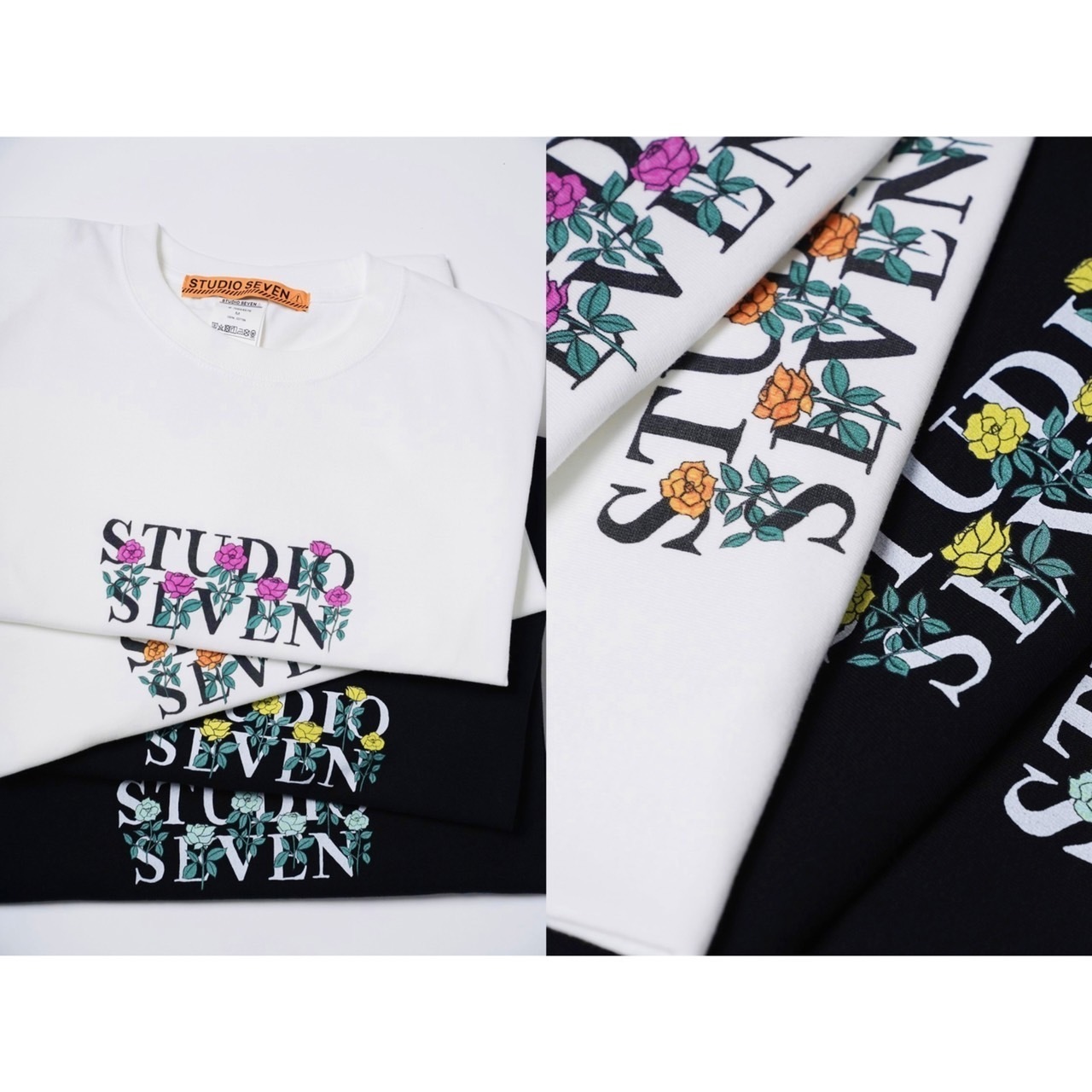 STUDIO SEVEN】バラの花をモチーフとしたTシャツをSTUDIO SEVEN